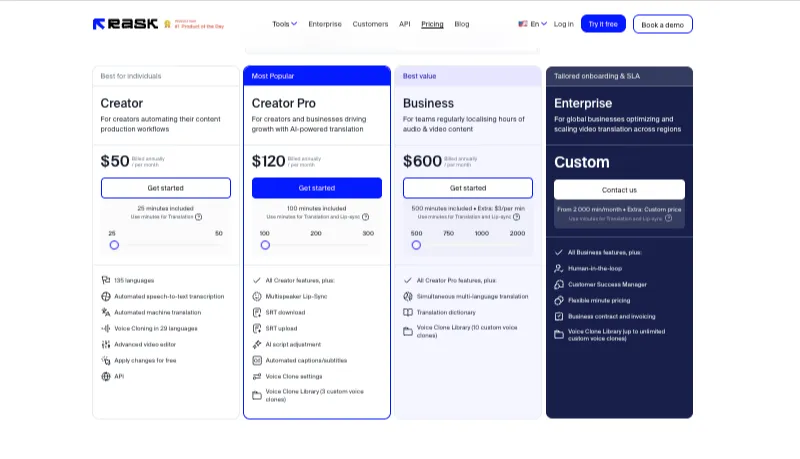 Rask AI Review: Rask AI Pricing Plans